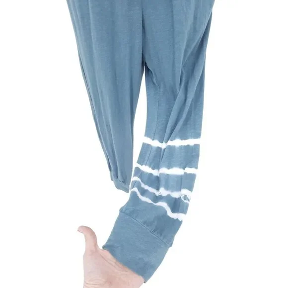 NEW Sundry Teal White Tie Dye Stripe Jogger Leg Sleeveless Jumpsuit Size 1 Small - Picture 4 of 13